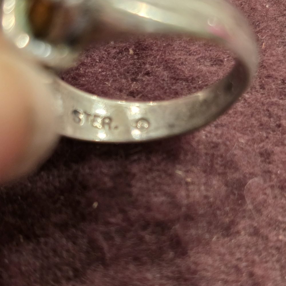 Vtg Smokey Quartz And Citrine Sterling Silver Danecraft Ring Sz 6.75 - Picture 7 of 9